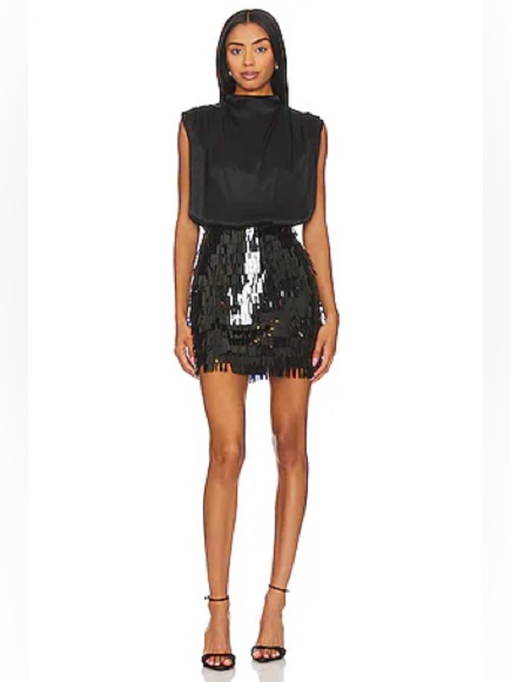 ASTR Sequin mixed media mini dress